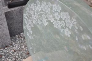 ガラスデザイン墓石/彫刻「桜」